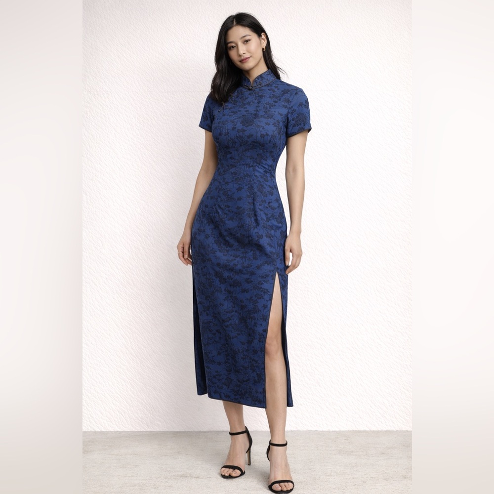 🌹 Luxe Floral Brocade Qipao Dress | Asian Cheongsam Style | Satin Silk Look 🌹